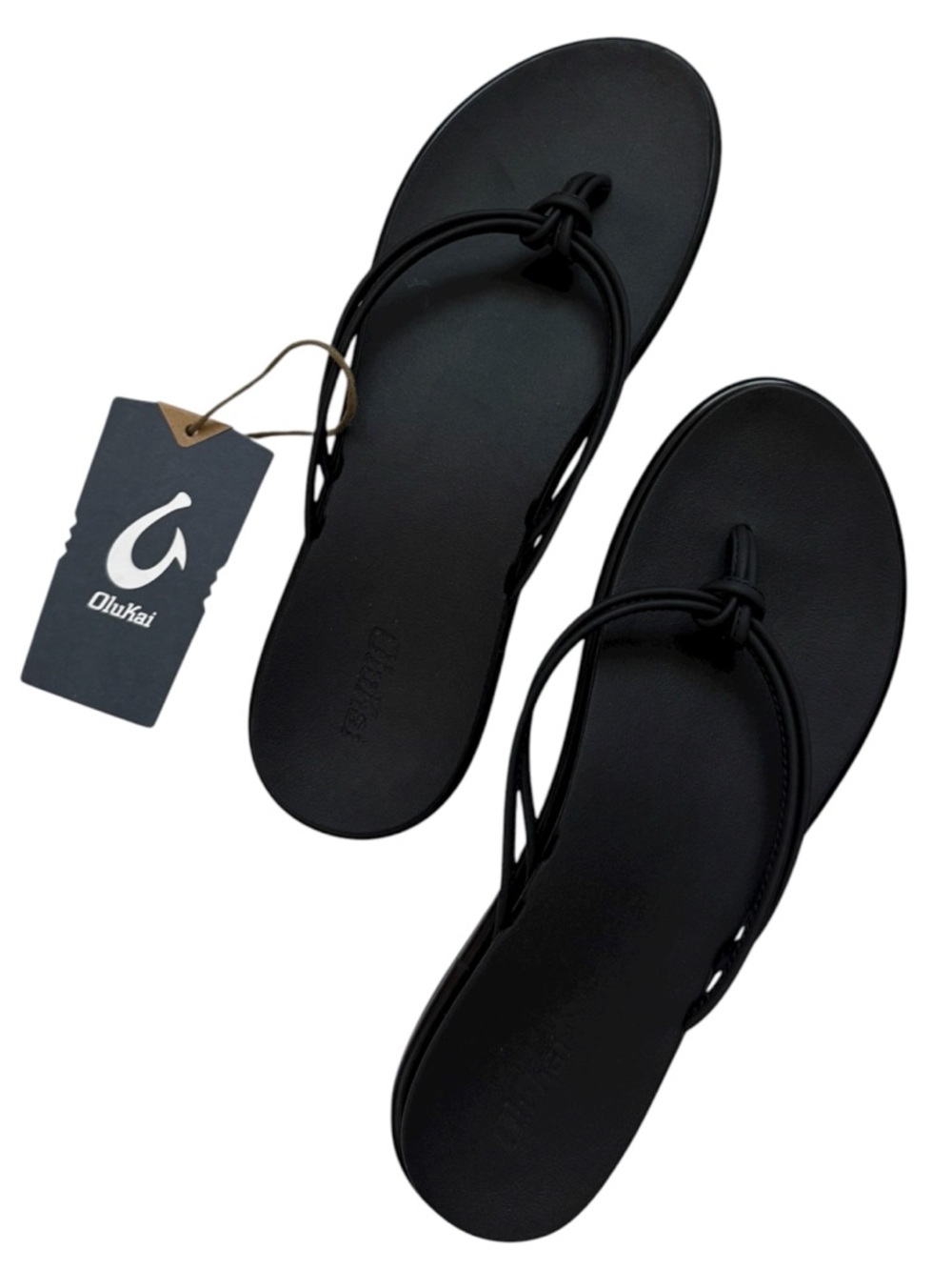 OluKai ‘Aka Black Knotted Toe-Post Minimalist Sandals 10